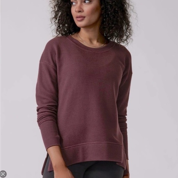Athleta Tops - ATHLETA Purple Coaster Luxe Waffle Sweatshirt Large